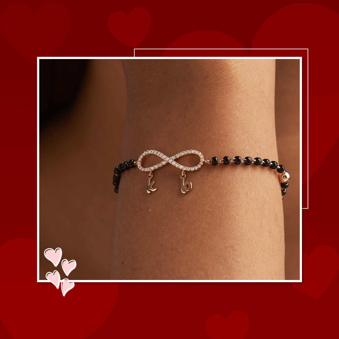 Couple Initials Infinity Mangalsutra Bracelet