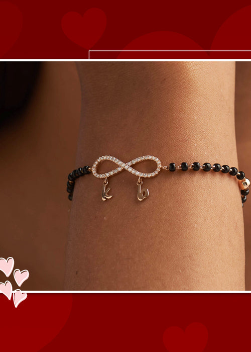 Couple Initials Infinity Mangalsutra Bracelet