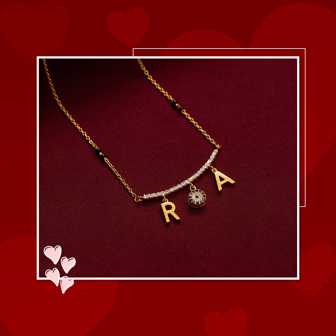 Couple Initials With Evil Eye Mangalsutra Necklace