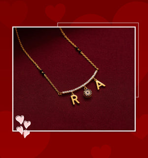 Couple Initials With Evil Eye Mangalsutra Necklace