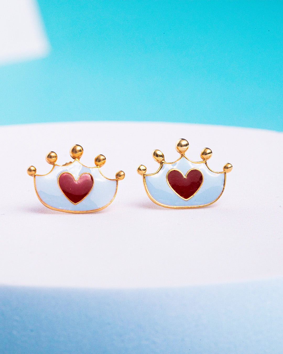 Mini Majesty Crowned with Heart Earrings