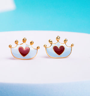 Mini Majesty Crowned with Heart Earrings