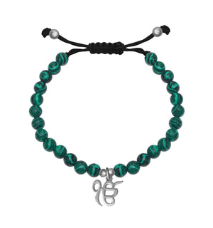 Ik Onkar Green Beads Bracelet