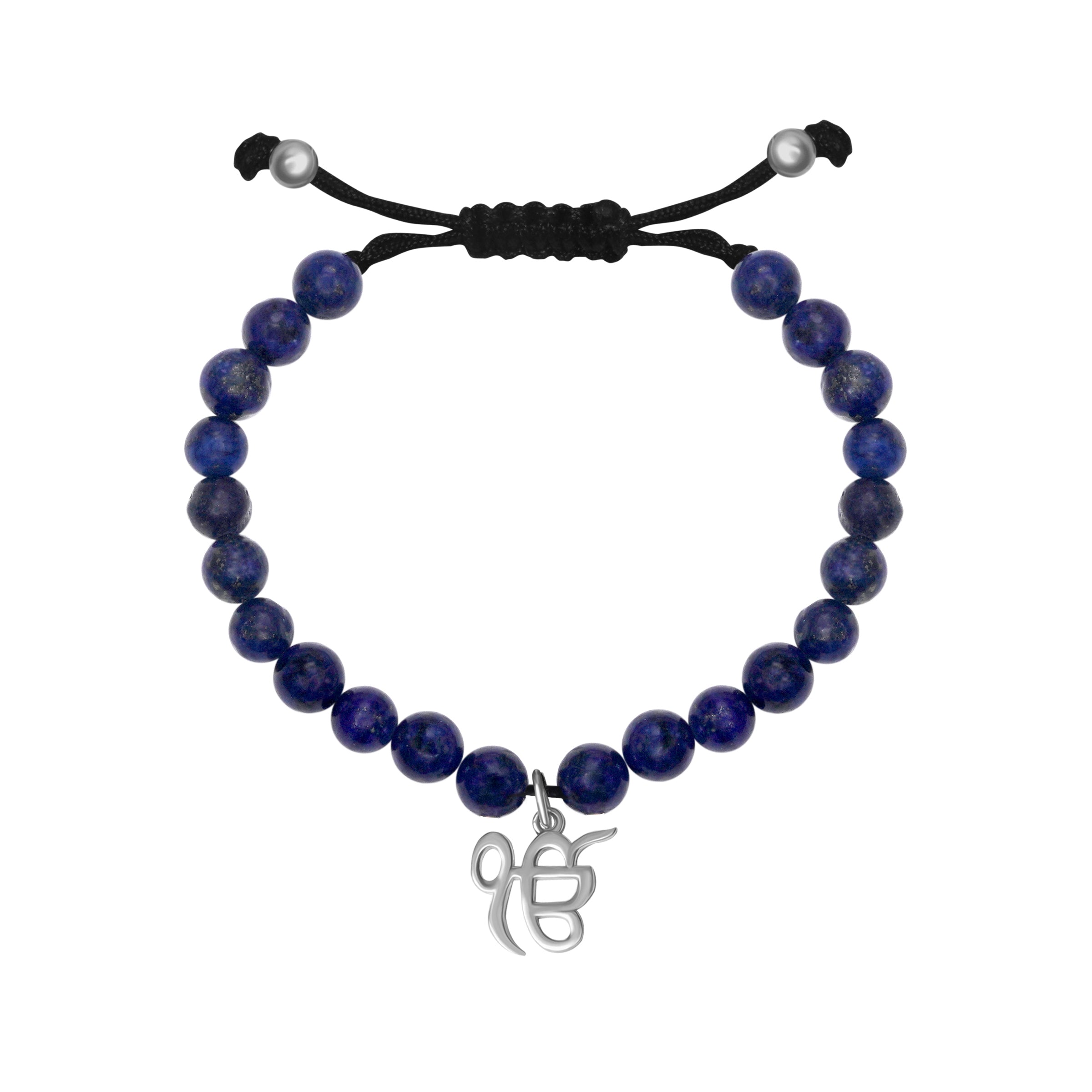 Ik Onkar Navy Blue Beads Bracelet