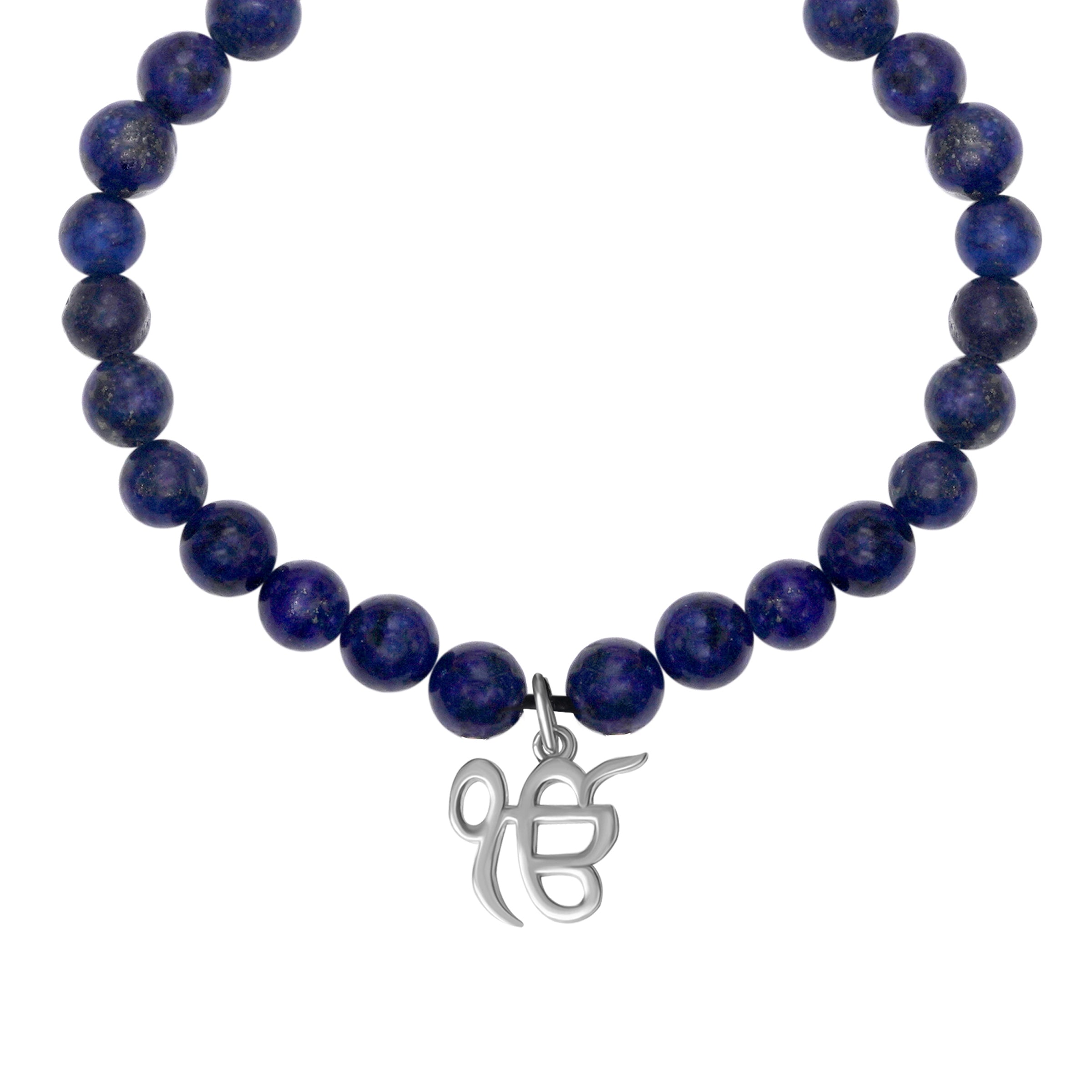 Ik Onkar Navy Blue Beads Bracelet