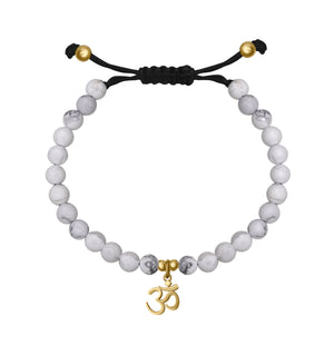 Om White Beads Bracelet