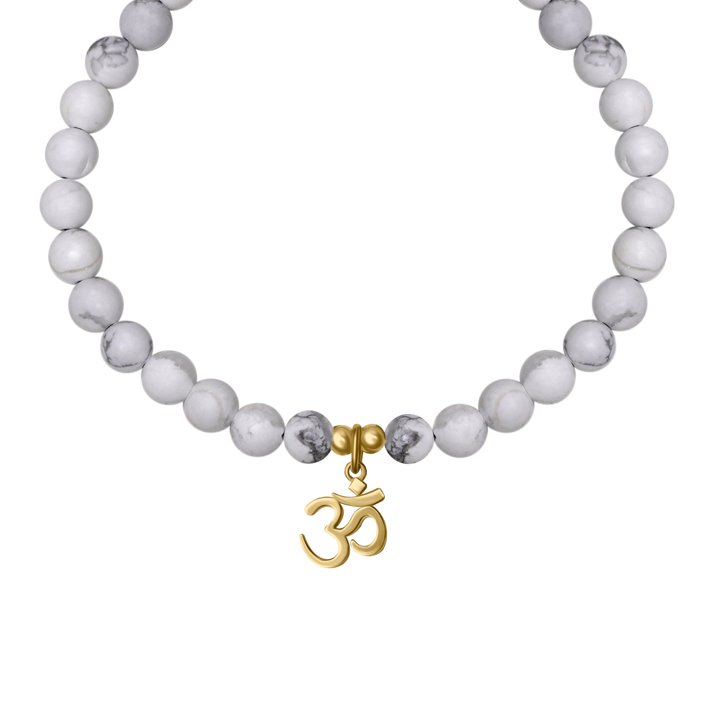 Om White Beads Bracelet